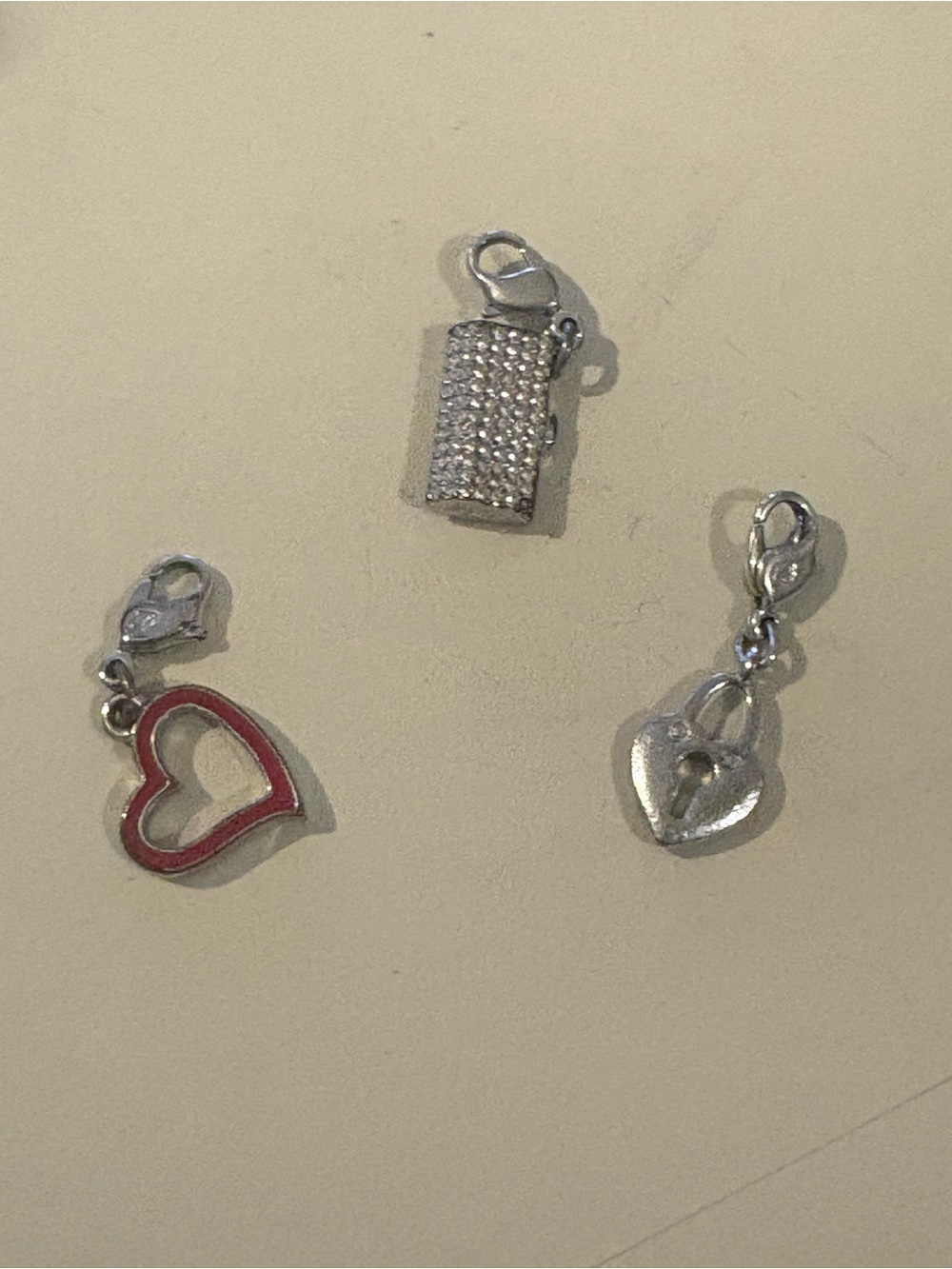 Pandora Charms Silver Heart Padlock Purse Set of 3